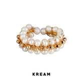 KREAM 14K Gold Clad Open Wrap Natural Pearl Ring - COPPING THREADS - KREAM
